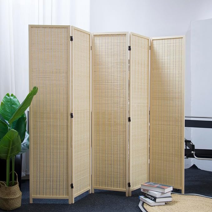 Furnnylane 5 Panel Bamboo Room Divider – 5.6 ft Tall Folding Privacy Screen - Image 5