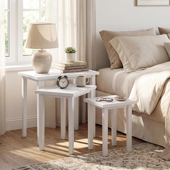 Giantex Nesting Tables Set of 3, Farmhouse Stacking Side Table - Image 3