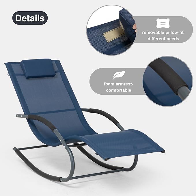 Outdoor Lounge Chair with Pillow, Chaise Lounge Chair - Image 5