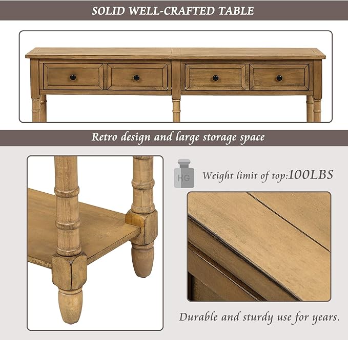 Merax Retro Console Table Sofa Table - Image 8
