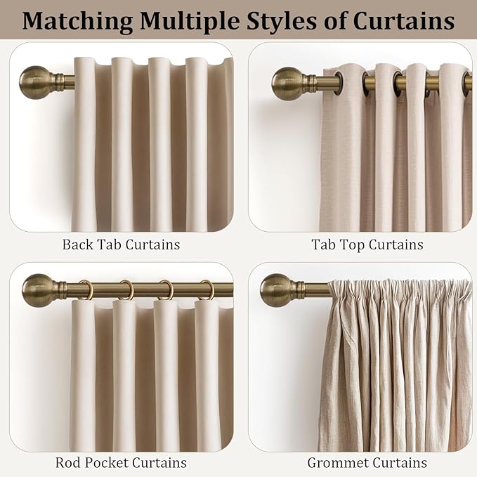 Antique Bronze Curtain Rods for Windows 28 to 48 Inch 1" Diameter Adjustable - Image 4