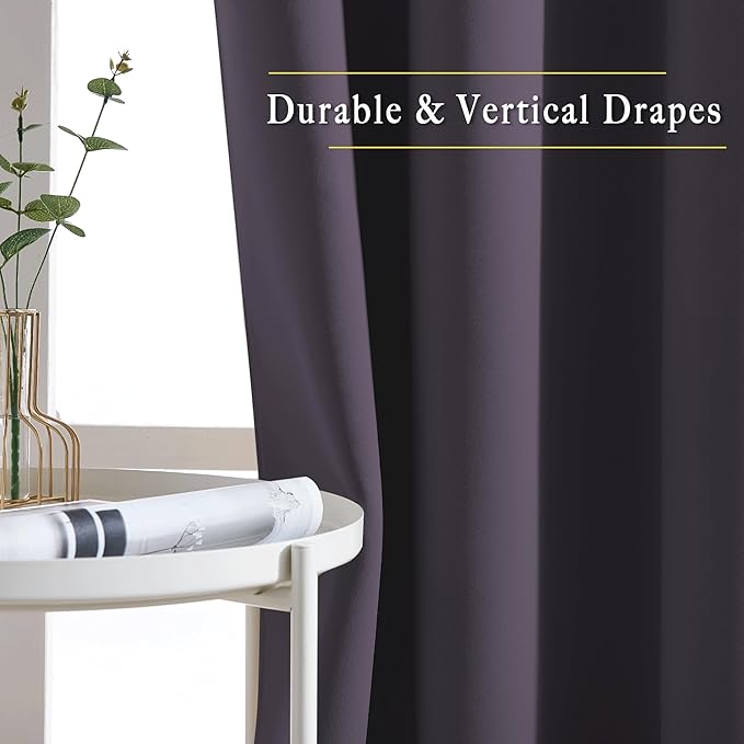 NICETOWN Greyish Purple Room Darkening Curtains - Image 5
