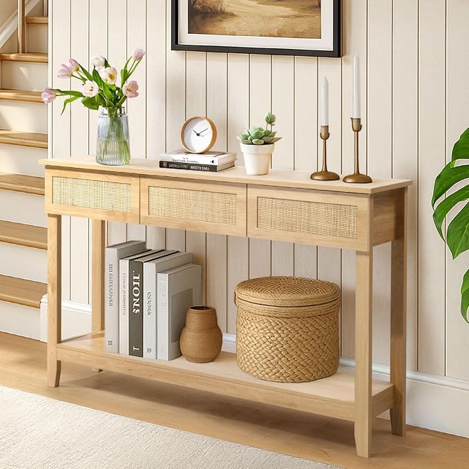 Karl home Console Table, Rattan Entryway Table - Image 7
