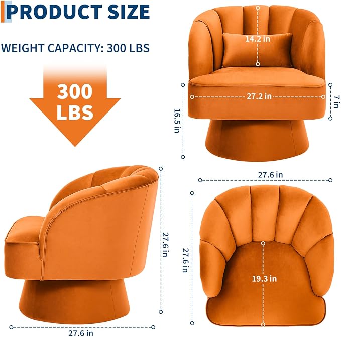 Garvee Ultra-Plush Swivel Accent Chair, 360° Barrel Lounge Chair - Image 3