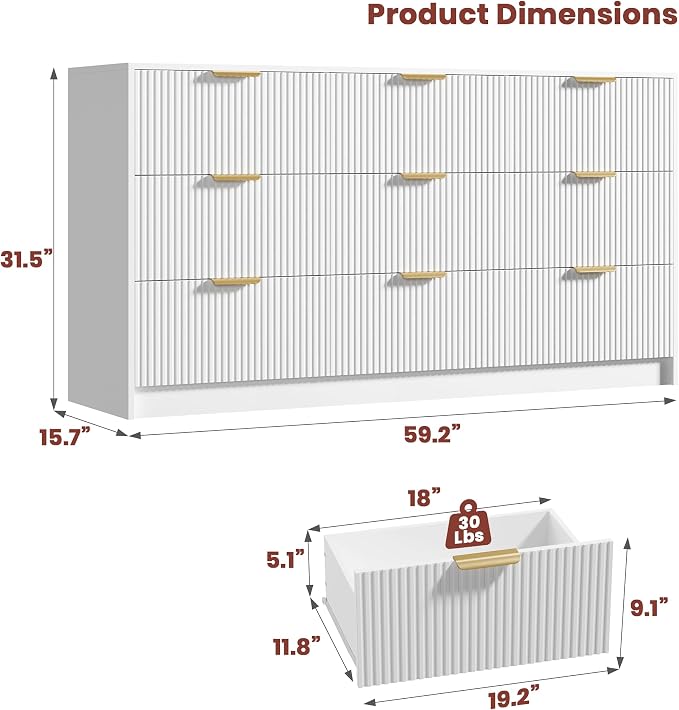 Garvee 9 Drawers Dresser for Bedroom - Image 2