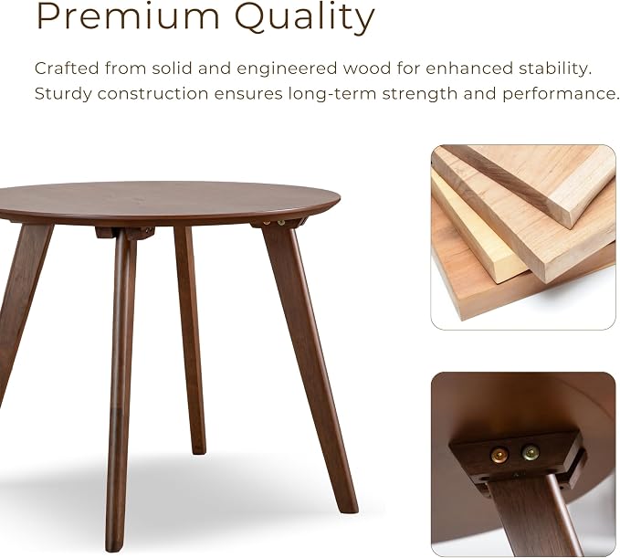 Furniture of America Callum Mid-Century Modern Solid Wood 2 Piece Brown Round - Image 5