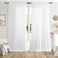 White Large Window Curtains Light Filtering Semi Sheer Privacy Linen Textured by Nanspring