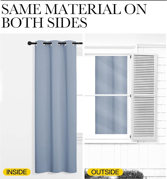 NICETOWN Vintage Blue Blackout Curtains 54 inches Length - Image 5