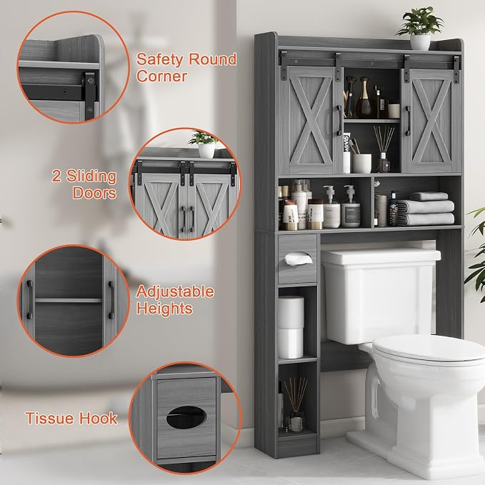 Farmhouse Over The Toilet Storage Cabinet - Image 3
