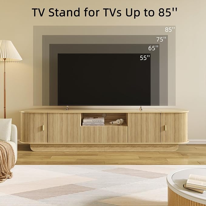 86.61'' Tambour TV Stand for 55-85 Inch, Modern Entertainment Center - Image 3