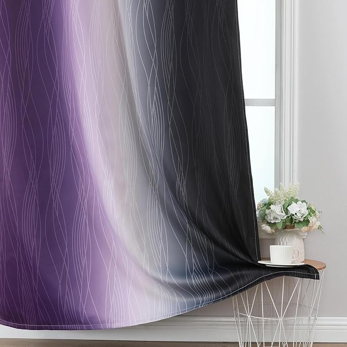 Estelar Textiler Purple and Black Ombre Blackout Curtains 102 Inches Long 2 - Image 6