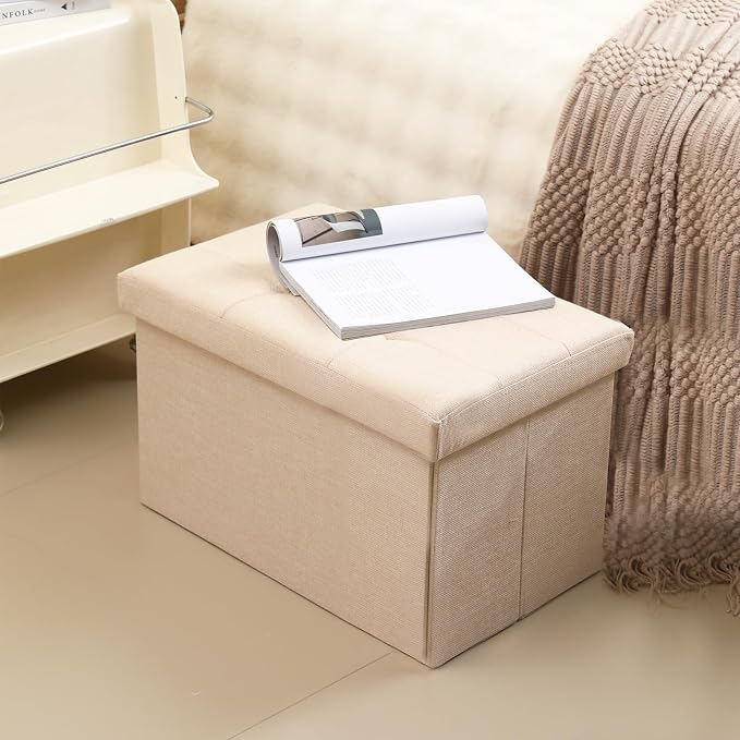 Storage Ottoman Cube Small Footrest Foldable Seat Foot Stools Square Tufted - Image 2