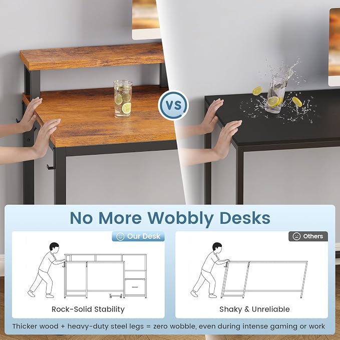 SEDETA 66" L Shaped Desk with Power Outlet, Reversible Home Office Computer - Image 9