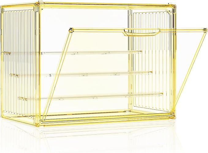 Clear Yellow Acrylic Figure Display Case by MSHOMELYDIRECT