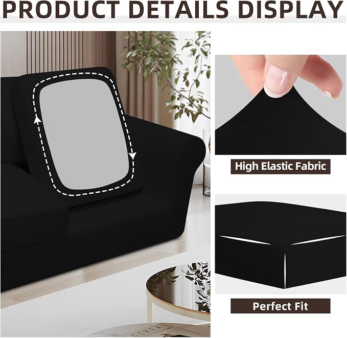 Easy-Going 3 Pieces Stretch Chair Cover Washable Chair Slipcover Set - Image 6