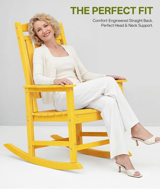 Outdoor Adirondack Rocking Chairs All-Weather HDPE Patio Rocker Chair - Image 5