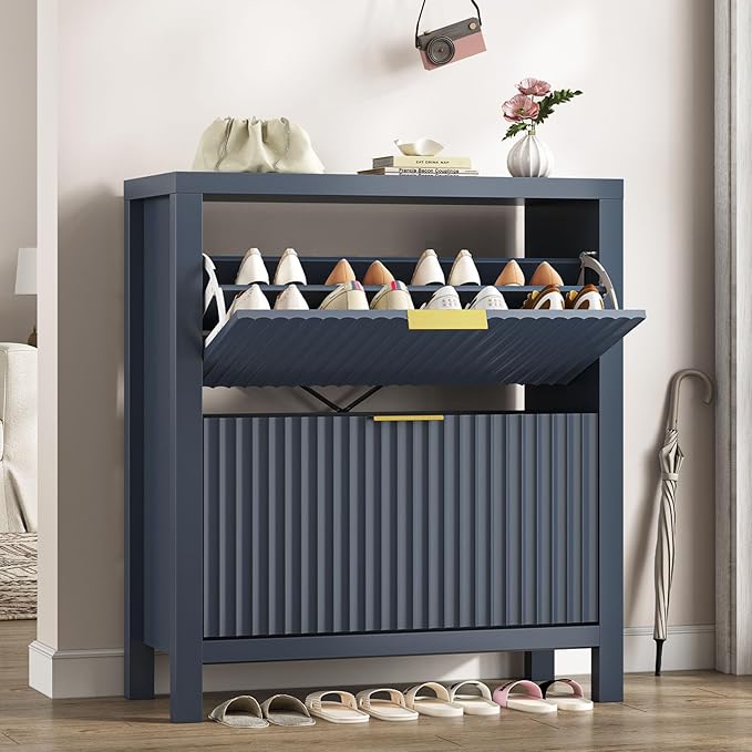 YOMILUVE Shoe Cabinet Storage for Entryway, Fluted Shoe Cabinet by YomiluveDesign