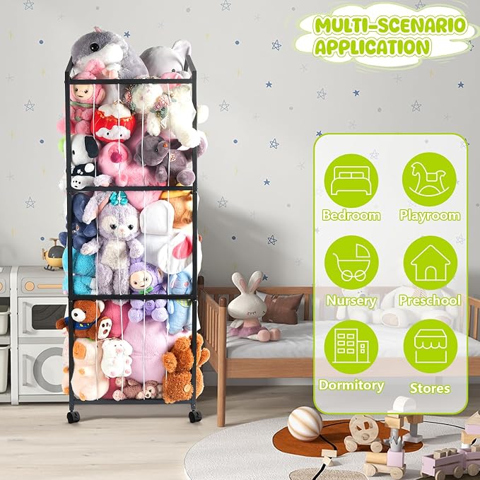 NomNest Stuffed Animal Storage Zoo, Large Metal Plushies Organizer, Heavy Duty - Image 6
