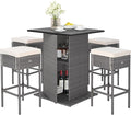 Tangkula 5 Piece Outdoor Rattan Bar Set, Patio Bar Furniture by TANGKULA