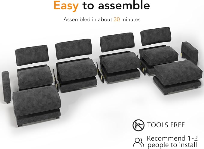 Vipbear 160" Oversized Modular Sectional Sofa, U Shaped Couch Set - Image 4