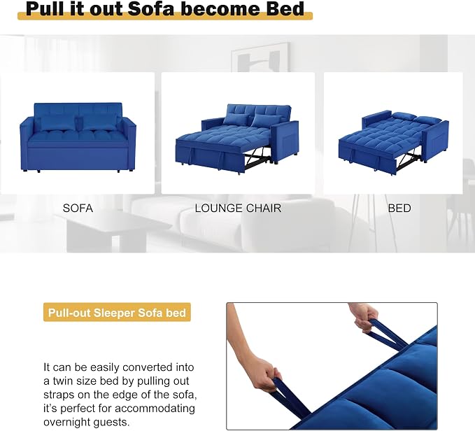 Convertible Sleeper Sofa Bed, Loveseat Sleeper Sofa - Image 7