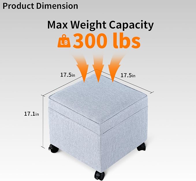 Adeco 17.5 inch Square Storage Ottoman - Image 3