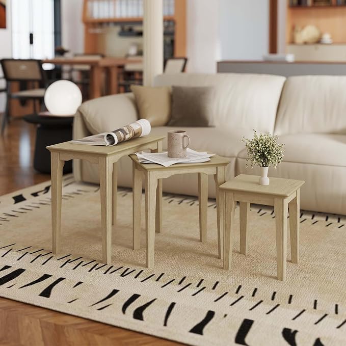 Kmax Nesting Tables Set of 3, Small Sofa Side Table Rustic Stacking End Table by Kmax
