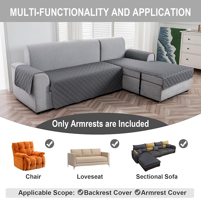 Genina Sofa Armrest Cover, Anti-Slip Armchair Slipcovers - Image 4