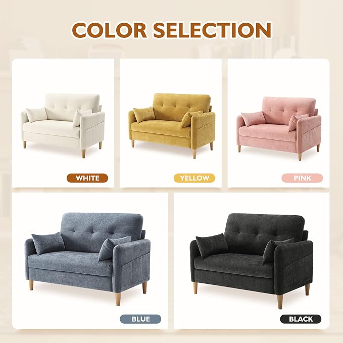 Urhanherry 47" Small Sofa Couch, Soft Chenille loveseat Mini Couch - Image 5
