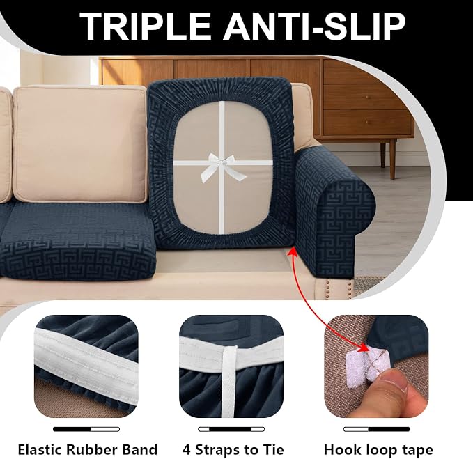 UNBBRRL 10 Pieces Stretch Sofa Cushion Covers - Image 3