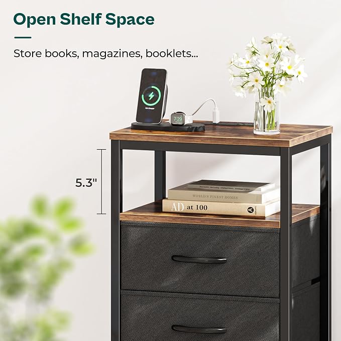 Huuger Nightstands Set of 2, 27.6 Inch End Tables - Image 3