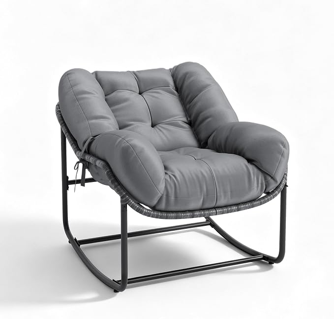 GarveeLife Outdoor Lazy Rocking Chair, Single Metal Rocker - Image 8
