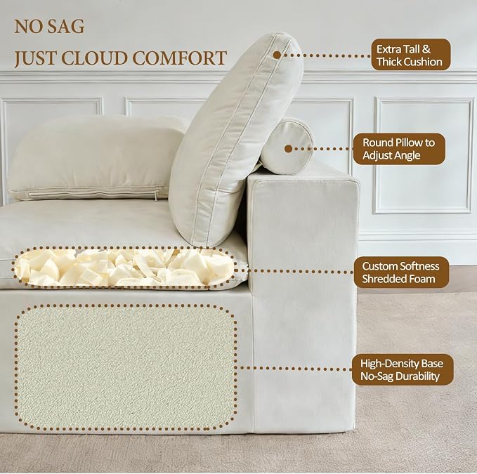 ANONER 78" Loveseat Sofa, Deep Seats, Cloud Sectional Couches - Image 4