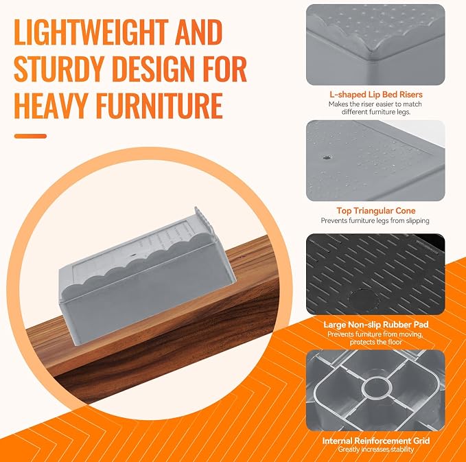 shouwuhho Furniture Risers, 4 Pack Bed Risers - Image 4