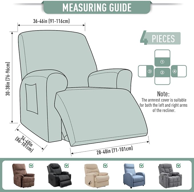 TAOCOCO Oversized Recliner Chair Covers, 1 Seater Streach Recliner Covers Soft - Image 4