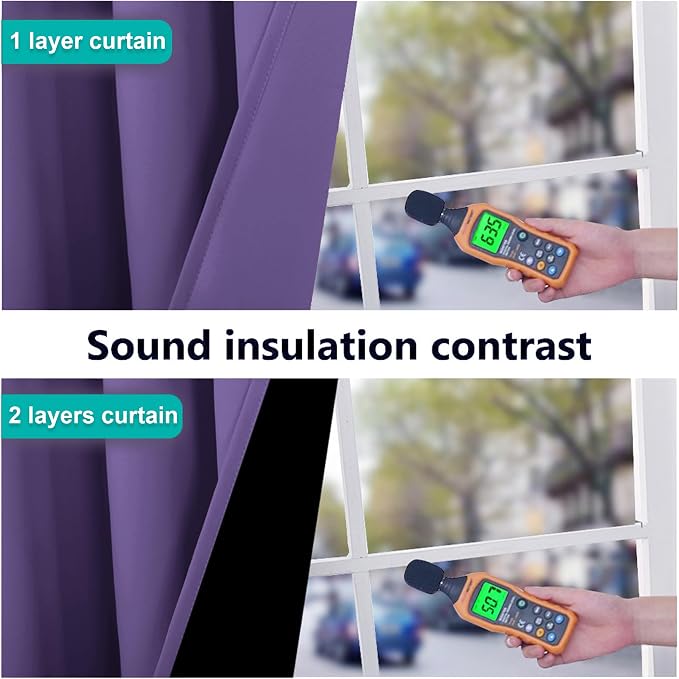 NICETOWN Lilac Purple Full Shade Curtain Panels, Pair of Energy Smart & Noise - Image 4
