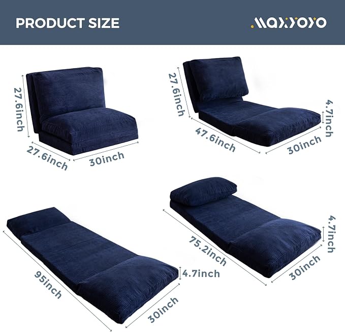 MAXYOYO Folding Sofa Bed, Floor Sofa Convertible Sleeper Chair - Image 2