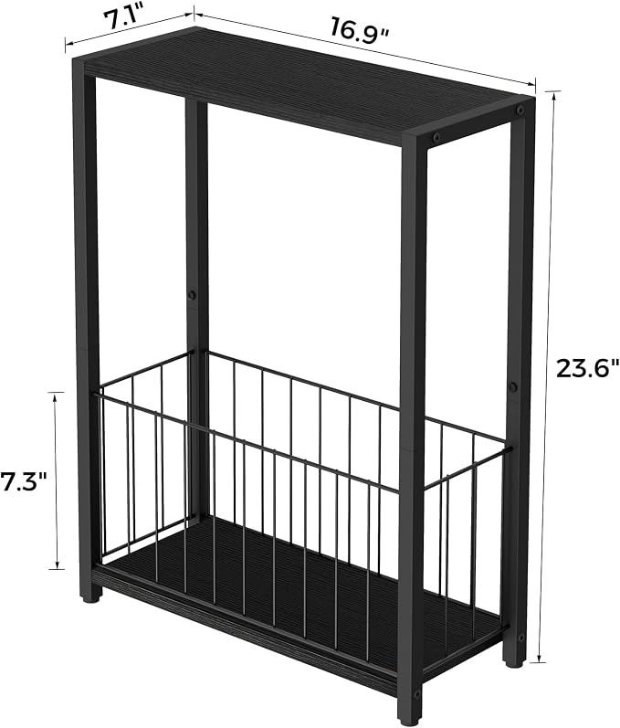 Homleke Narrow Side Table with Magazine Holder, Skinny End Table Perfect - Image 6