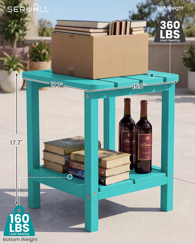 SERWALL Double Adirondack Side Table End Table- Tiffany - Image 3