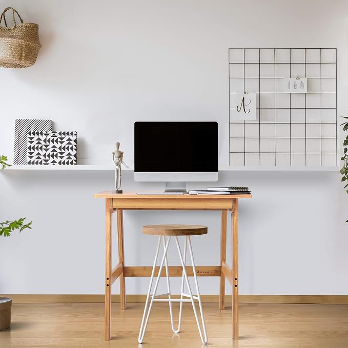 Nnewvante Writing Computer Desk 31.5" Bamboo Home Office Table - Image 3