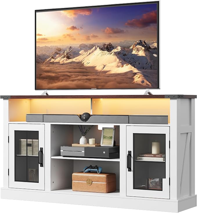 WLIVE Farmhouse TV Stand for 65 Inch TV, Tall Entertainment Center - Image 9