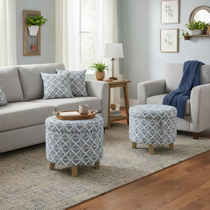 Homepop Home Decor | Upholstered Round Storage Ottoman | Ottoman - Image 4