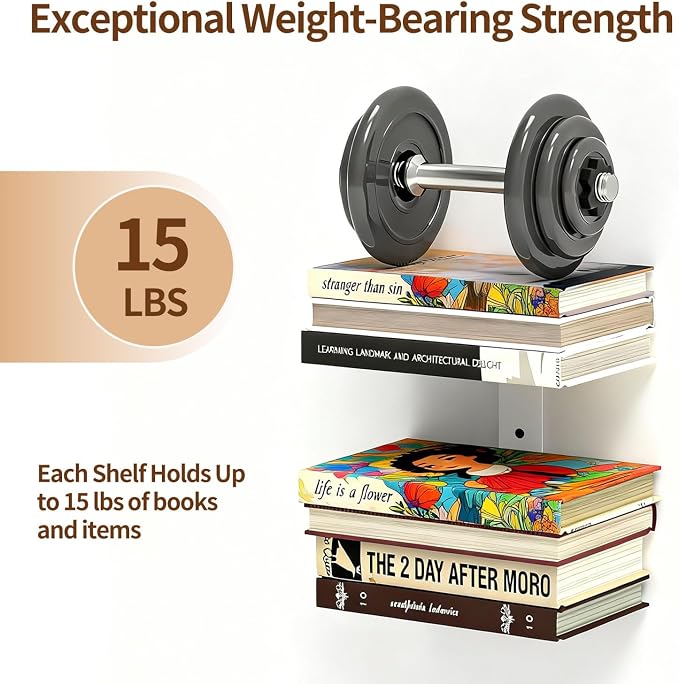 Invisible Floating Bookshelves 6 Tier, Heavy Duty Metal Book Organizer - Image 4