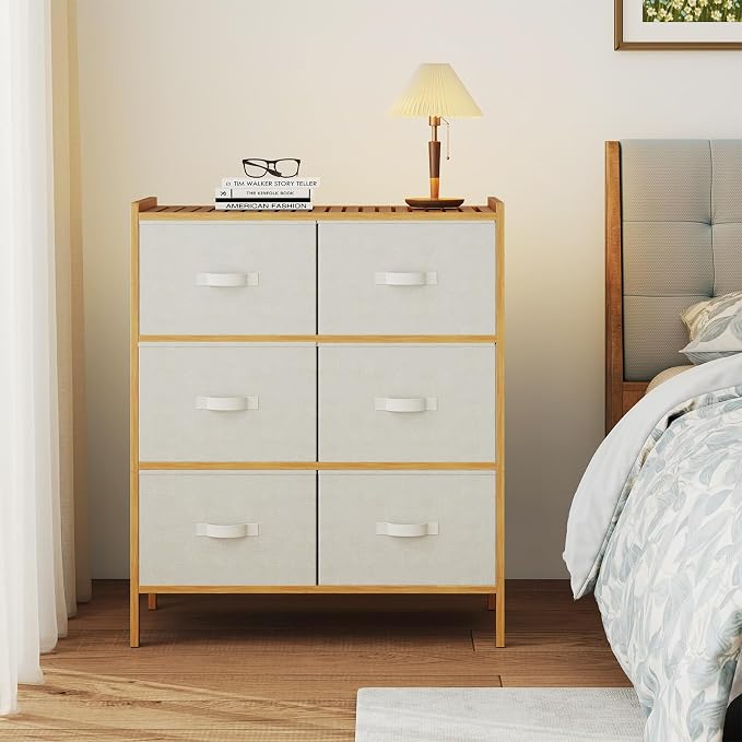 LOKO Fabric Dresser with 6 Drawers, Modern Storage Tower with 6 Folding Fabric - Image 2