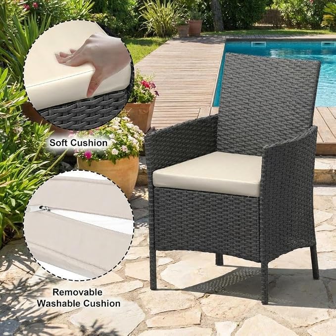 3PCS Outdoor Patio Bistro Set, PE Rattan Wicker Armchairs - Image 5