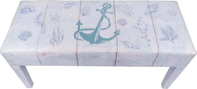 Indoor Coastal Bench Faux Leather Anchor Design - Image 5