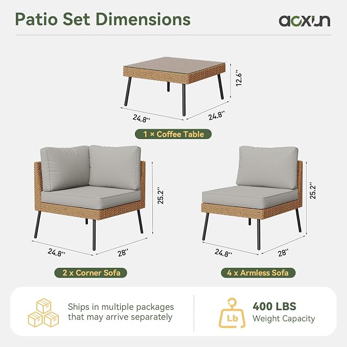 Aoxun Patio Furniture Set, 5 Piece Outdoor Sectional Sofas - Image 7