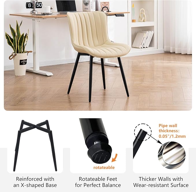 YOUNUOKE Mid-Century Modern Dining Chairs Set of 2, Armless Accent Chair - Image 6