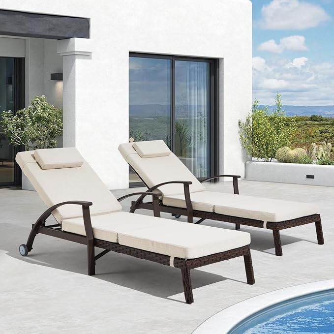 Outdoor Chaise Lounge Chairs Set of 2 - Image 2