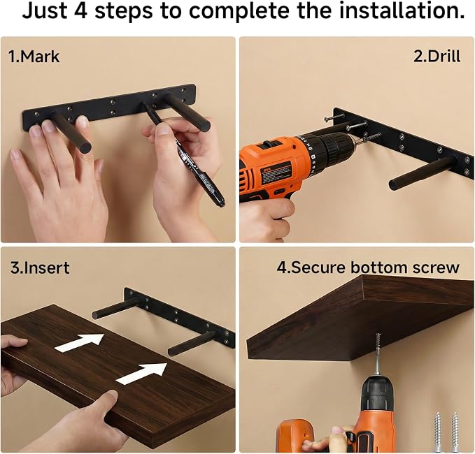 31.5in Floating Shelves for Wall, Wall Mounted Shelves for Decor Storage Set of - Image 8